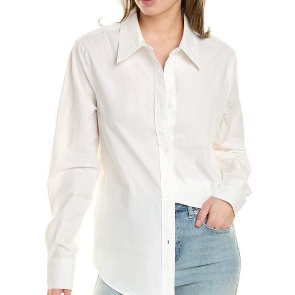 Solid & Striped 100% Cotton White Lauren Button Down
